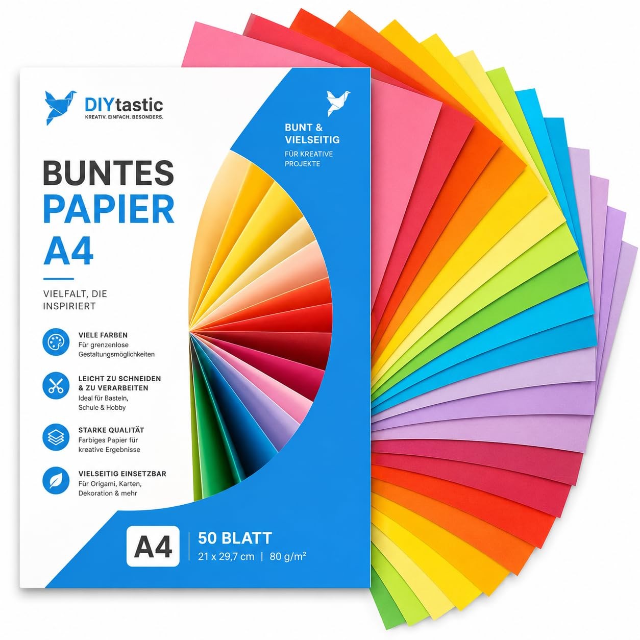 100x Paper Colourful 140gsm Craft Paper & Coloured Paper for Printers & Crafts…