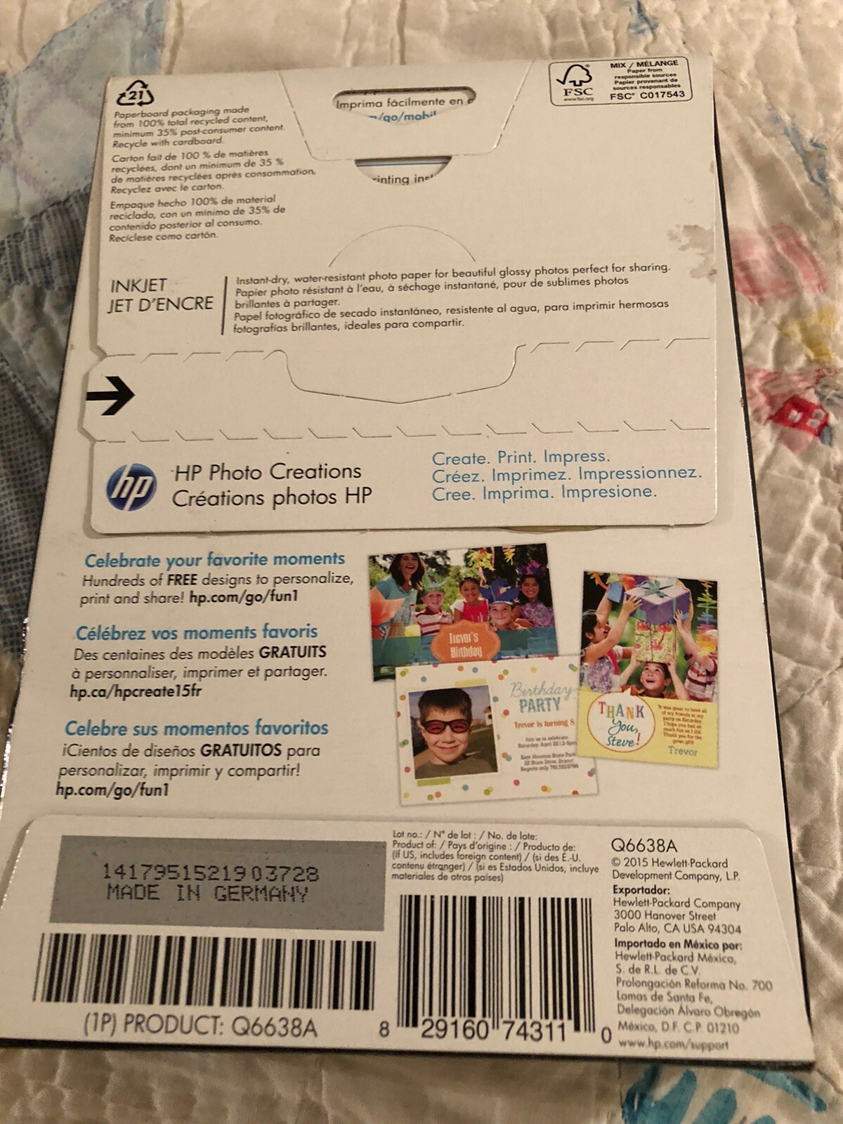 HP Advanced Photo Paper 4X6 Glossy NEW Sealed 100 Sheets