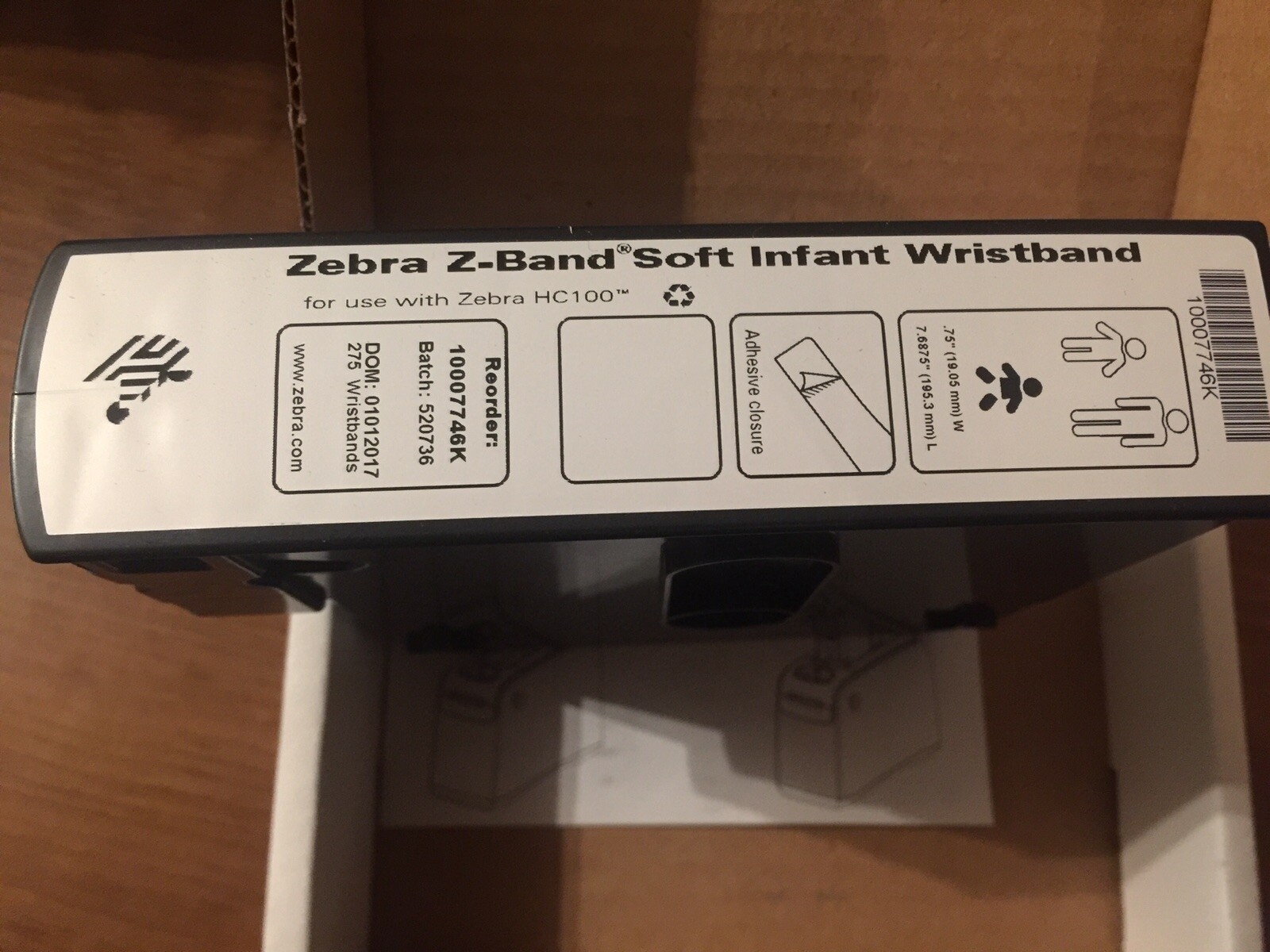 Zebra Z-Band Soft Infants Wristbands 10007746K – 275 Bands Cartridge