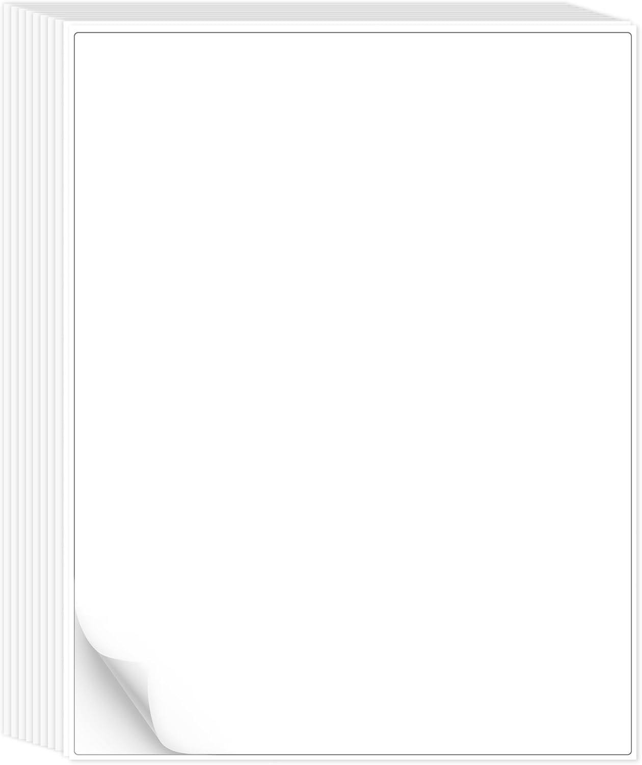30 Sheets Printable Sticker Paper – White Matte Full Sheet Labels 8.5 x11 Inkjet