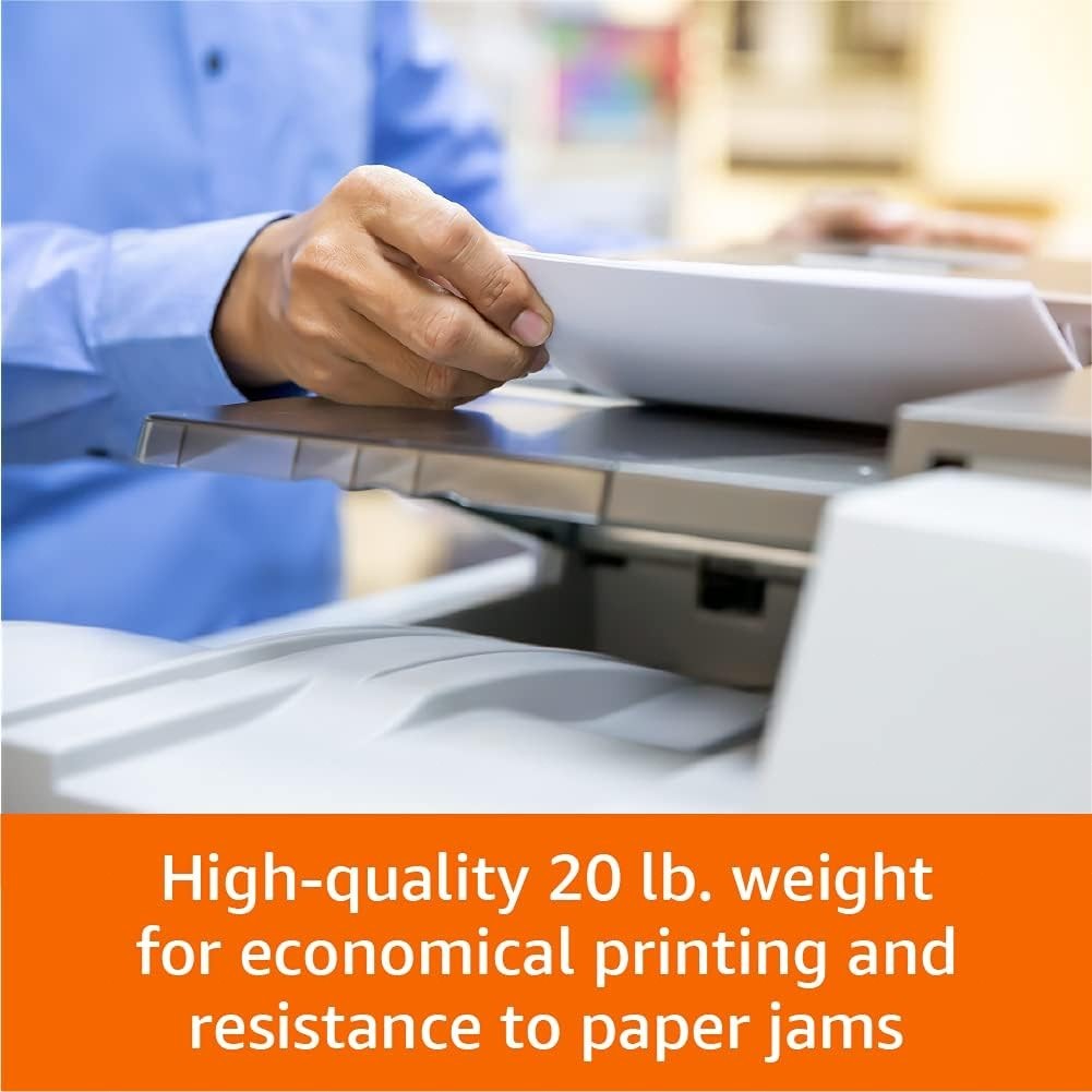 8.5×11 Jam-Free Multipurpose Copy Paper, 500 Sheets, 20lb, Bright White