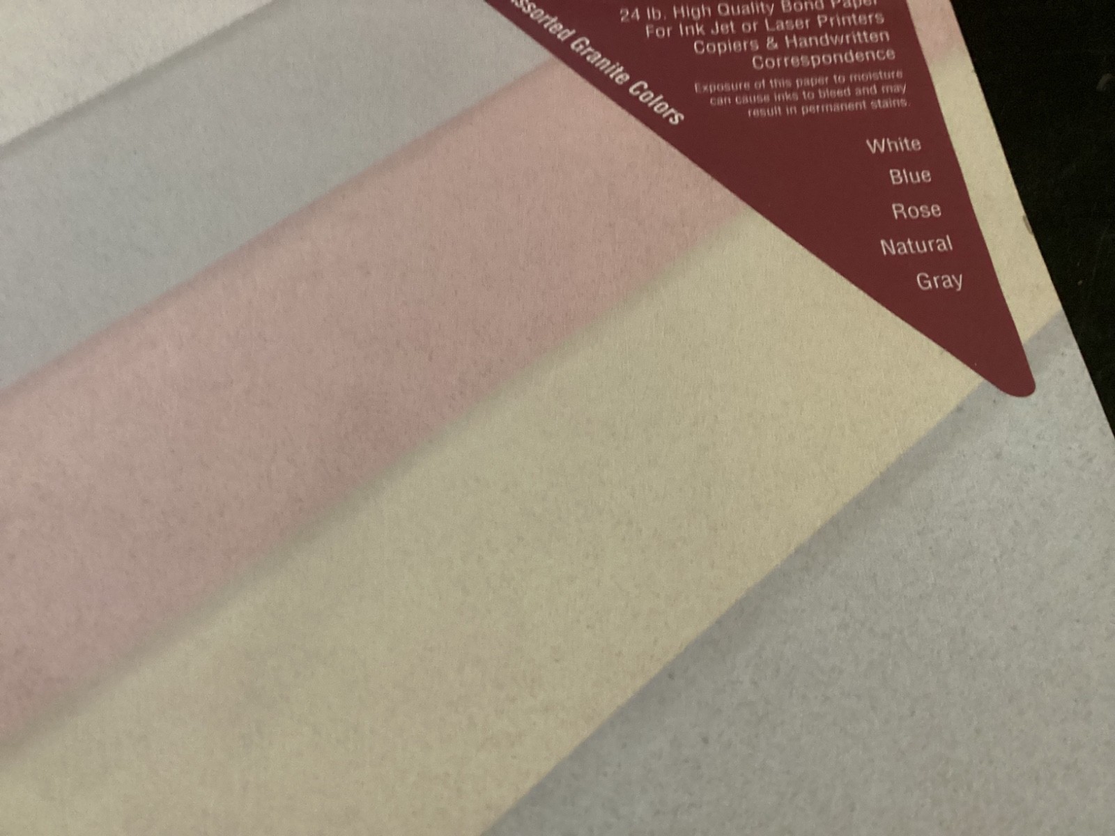 New Pack of Perfect Print Granite Colors Paper, white, blue,rose,natural,gray