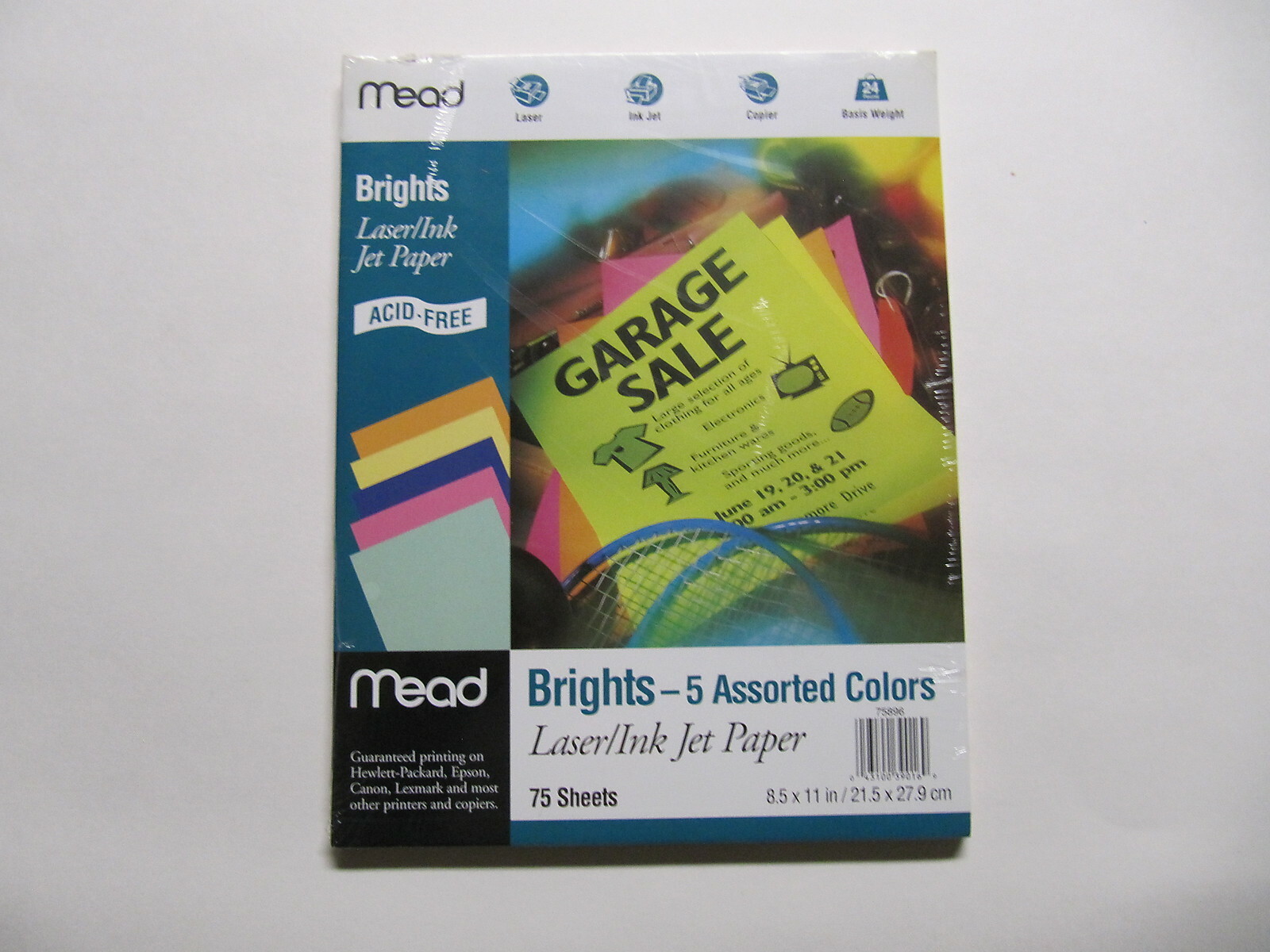 MEAD BRIGHTS COMPUTER PAPER 5 COLORS 8.5 ” X 11″ ACID FREE LAZER-INK JET-COPIER