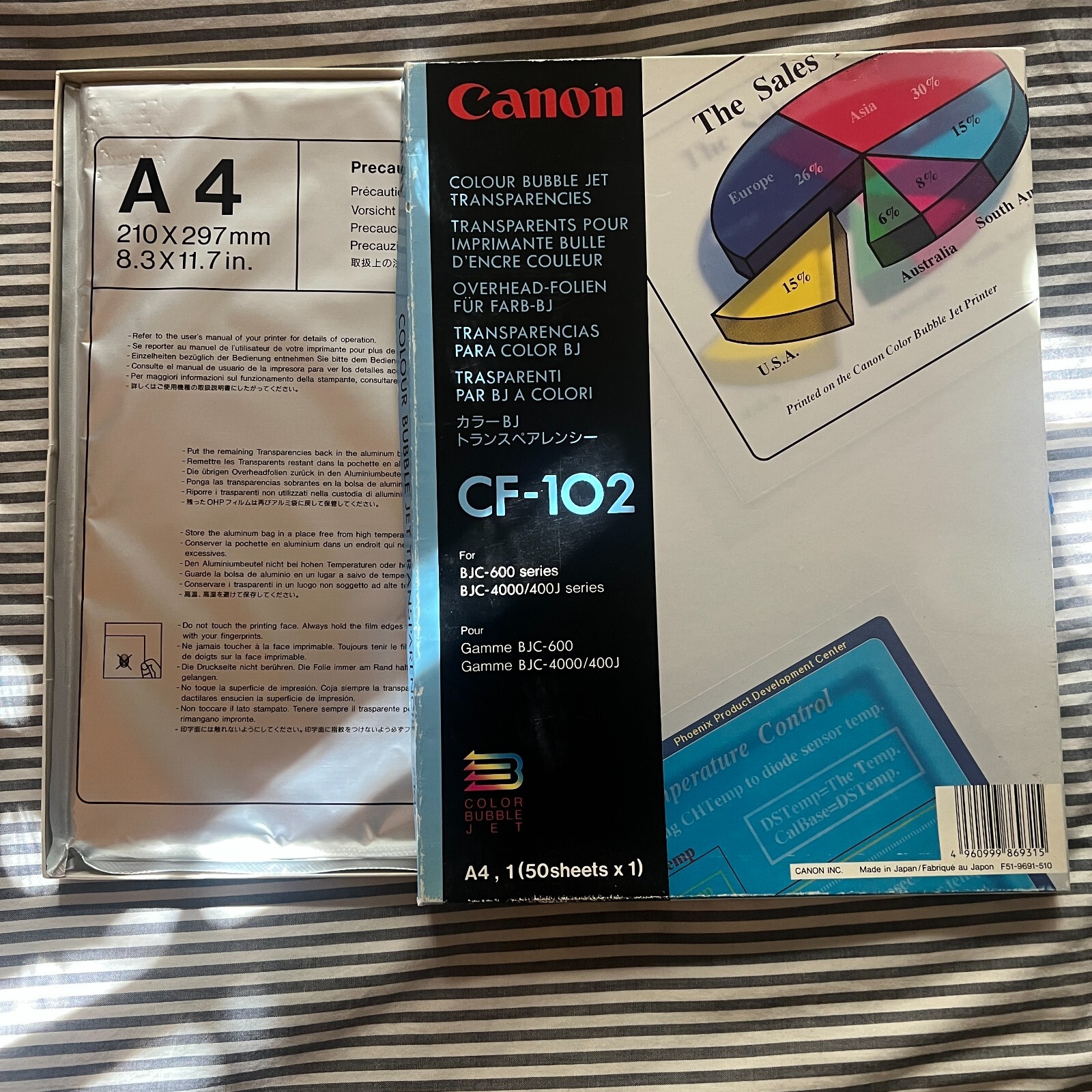 Unopened 50 Canon CF-102 Color Bubble Jet Transparencies BJC-600 & 4000 Series