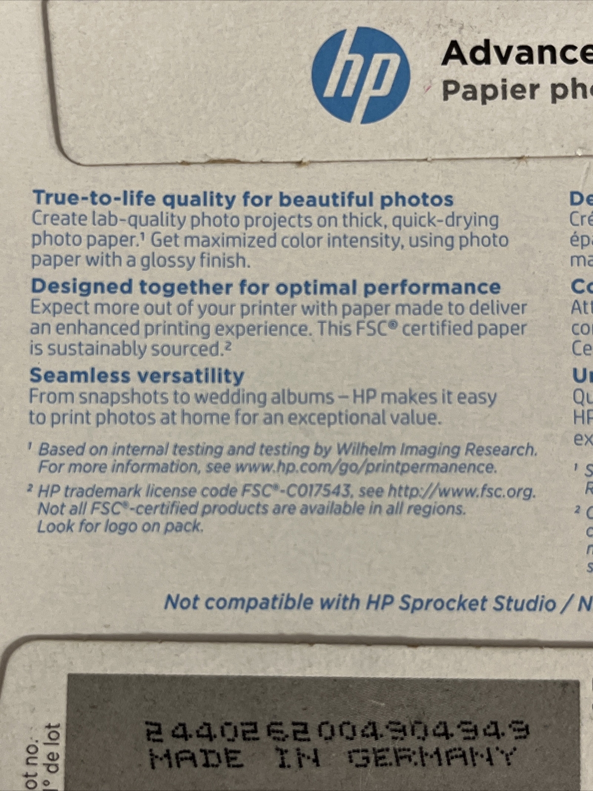 Hewlett Packard Q6638A 4 x 6 inch Glossy Printer Paper – 100 Sheets