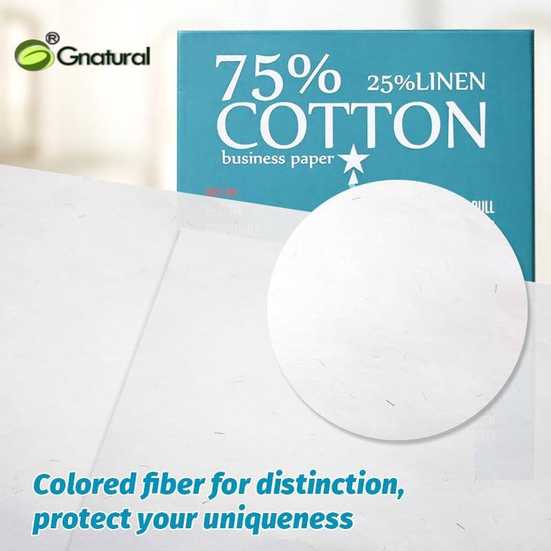 75% Cotton 25% Linen Paper, 85gsm Inkjet Printing Paper, 8.5″x11″ White Color Re