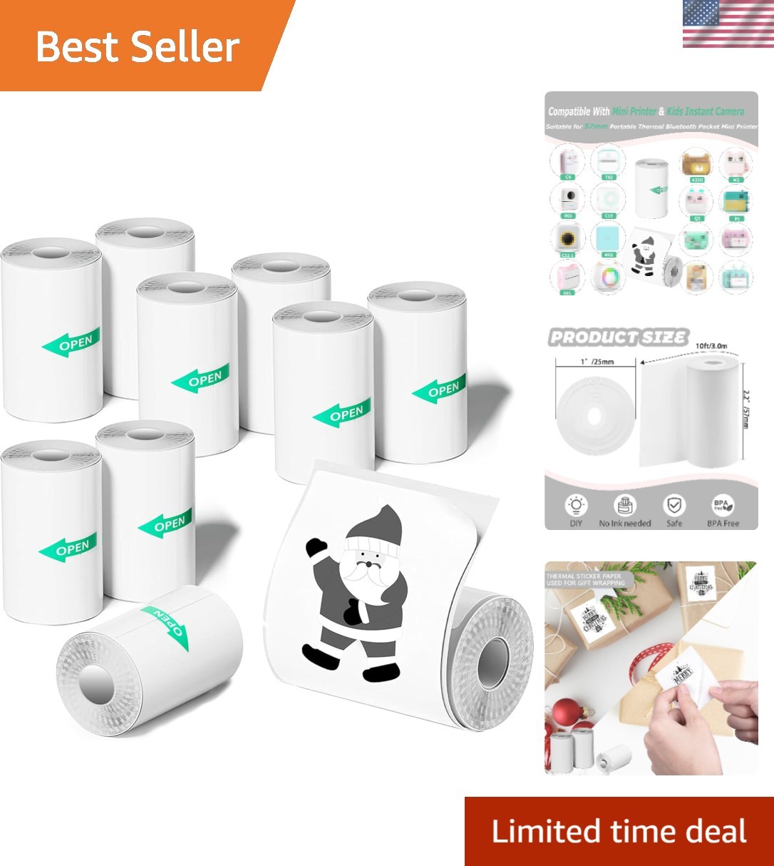 10 Rolls Mini Thermal Printer Sticker Paper for Pocket Printer BPA/BPS Free |…