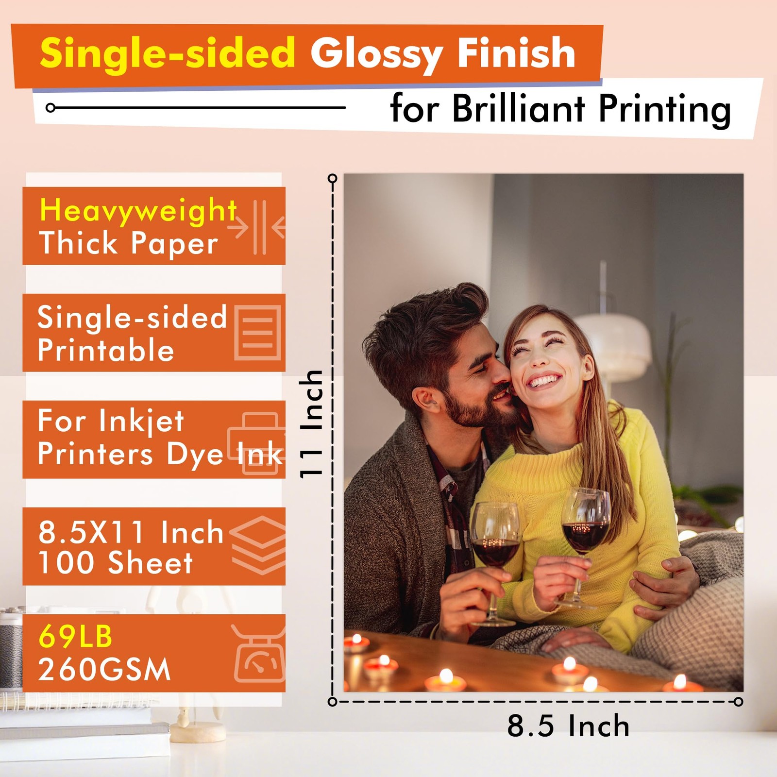 Koala Heavyweight Thick Glossy Photo Paper Single Sided 8.5×11 Inches 69LB 26…