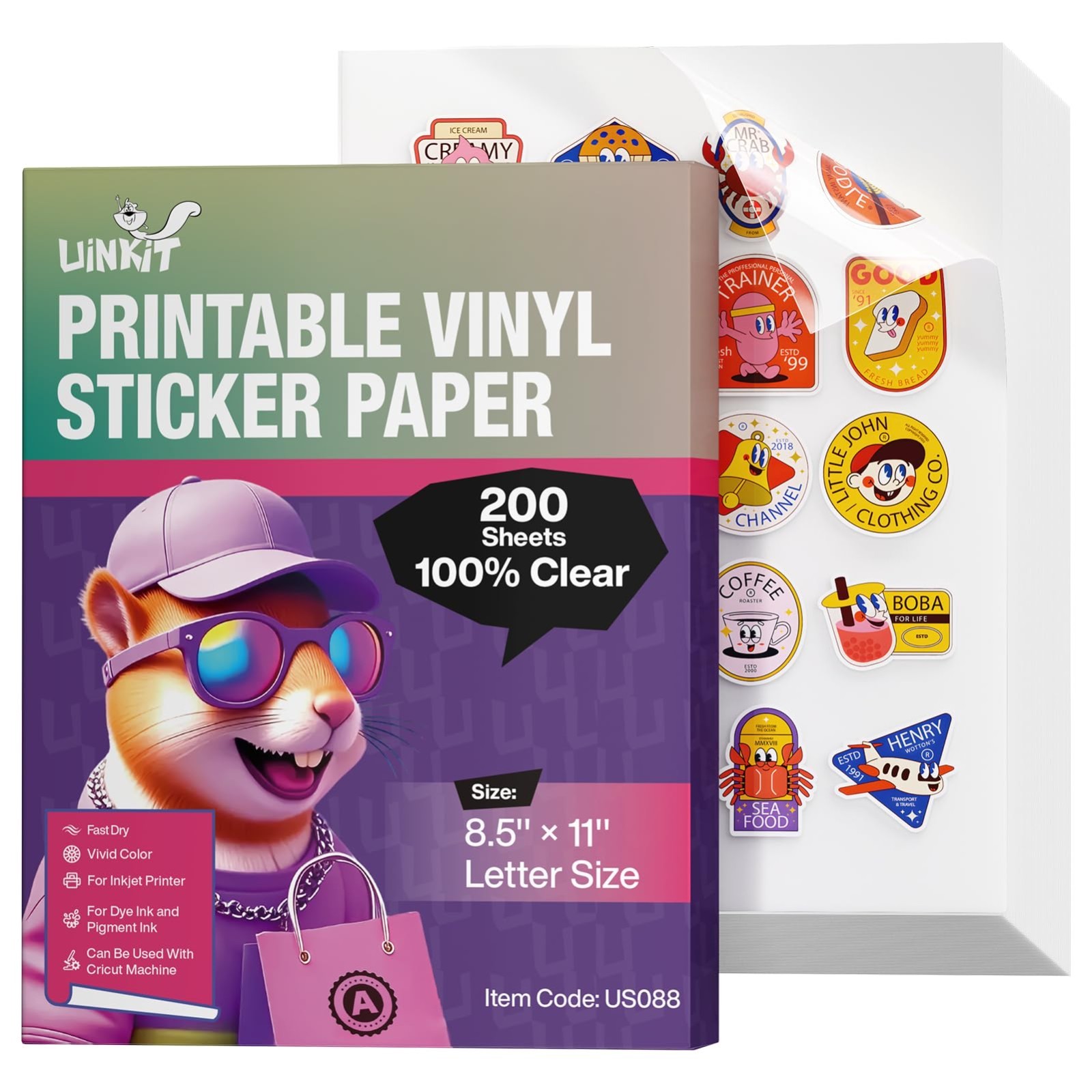 Inkjet PET Label Paper A4, Matte/Clear/Bright White, 15-200 Sheets, Glossy Finis
