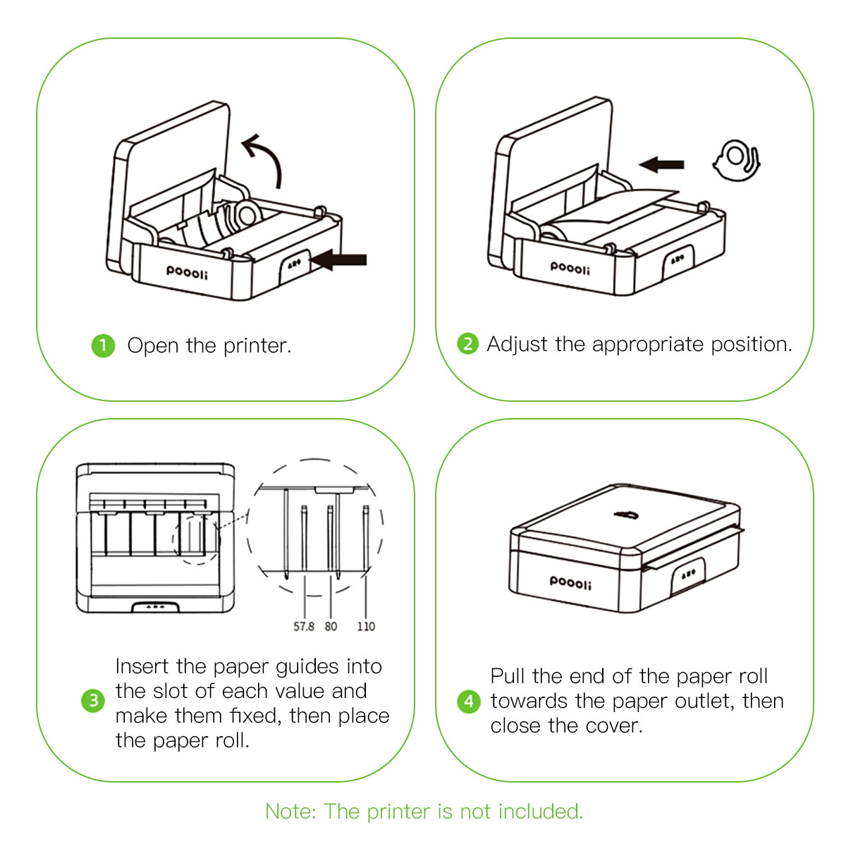 Poooli 110 * 30mm White Non-adhesive Thermal Paper Roll BPA-Free F2H5