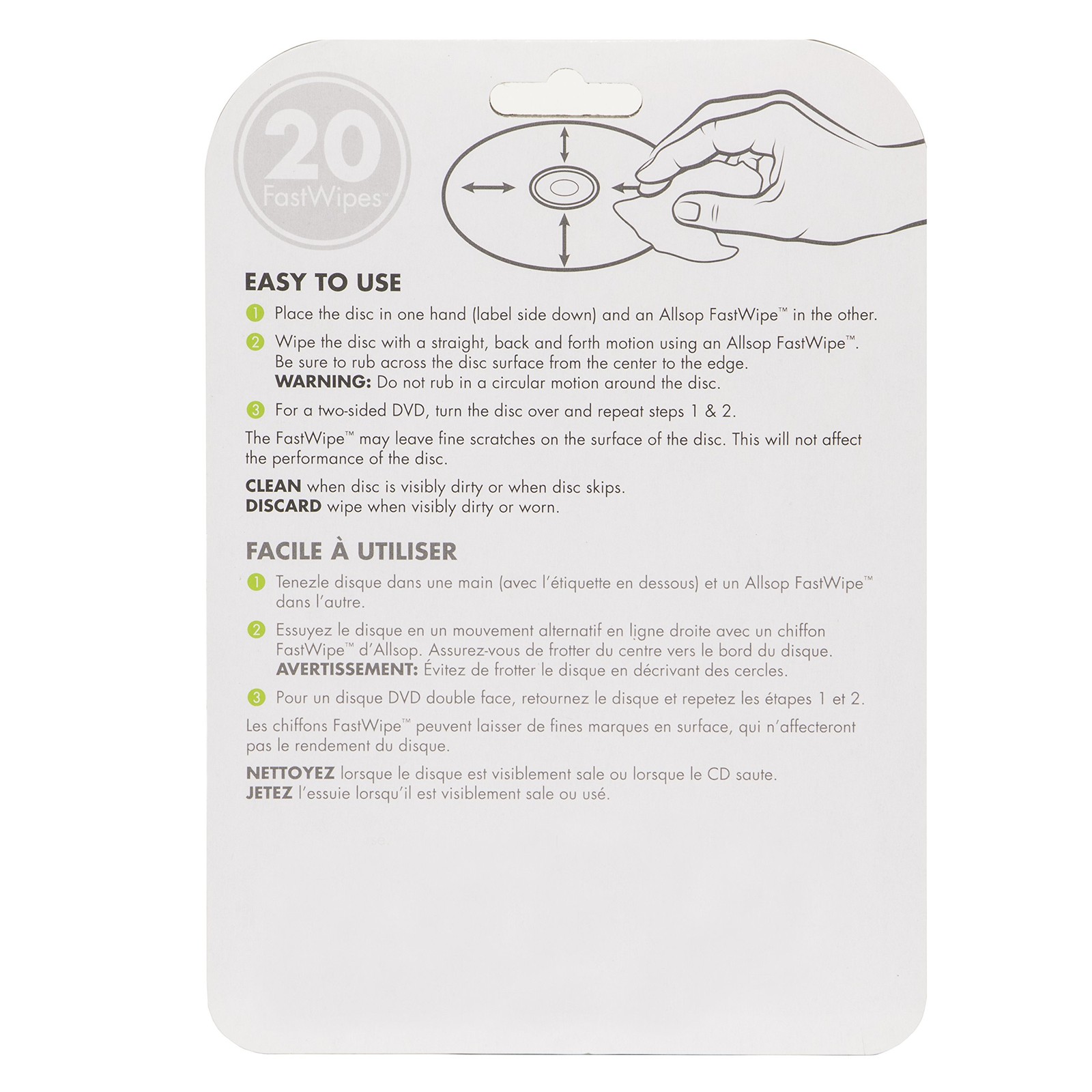 Allsop CD and DVD FastWipes, lint-free wipes for cleaning DVD, CD, PS1, PS2, XBO