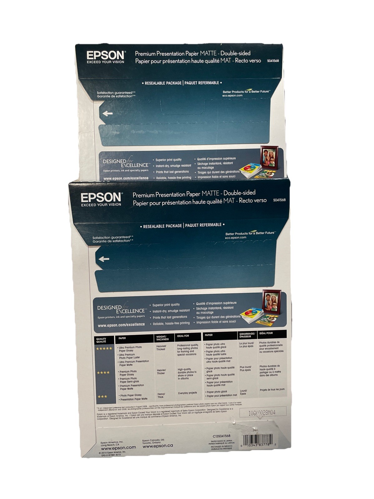 Epson Premium Presentation Paper MATTE 8.5×11 Double-sided 2pk 50 Sheet Ea =100