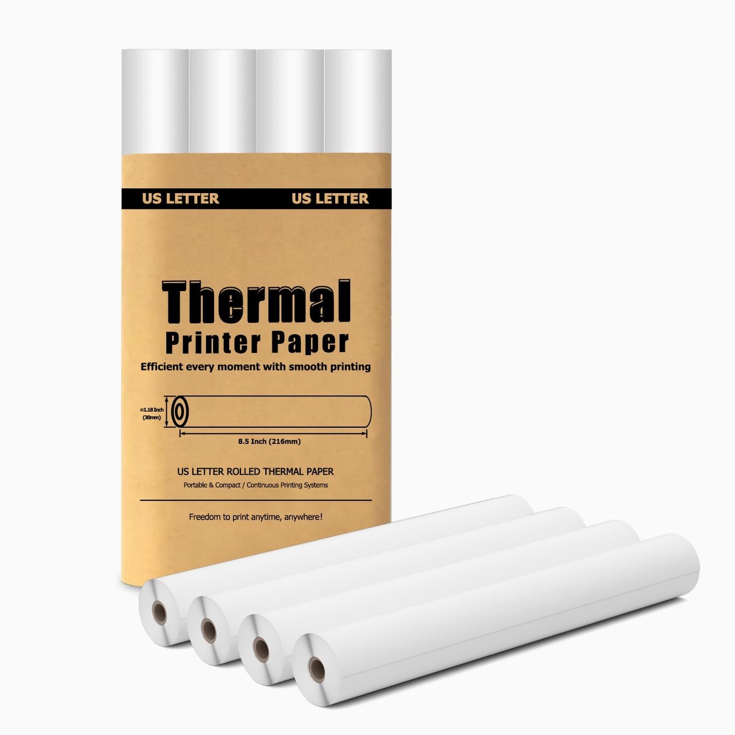 4 Rolls 8.5×11″ A4 Thermal Printer Paper for M08F M832 M834 Portable Printers