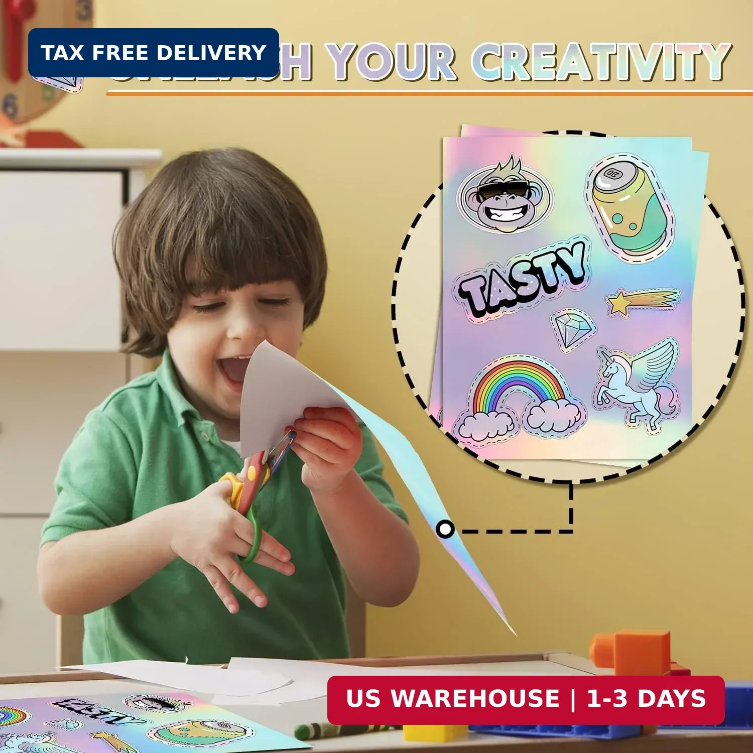 Koala Holographic Sticker Paper for Inkjet Printer – 20 Sheets 8.5×11 Inch, Rain