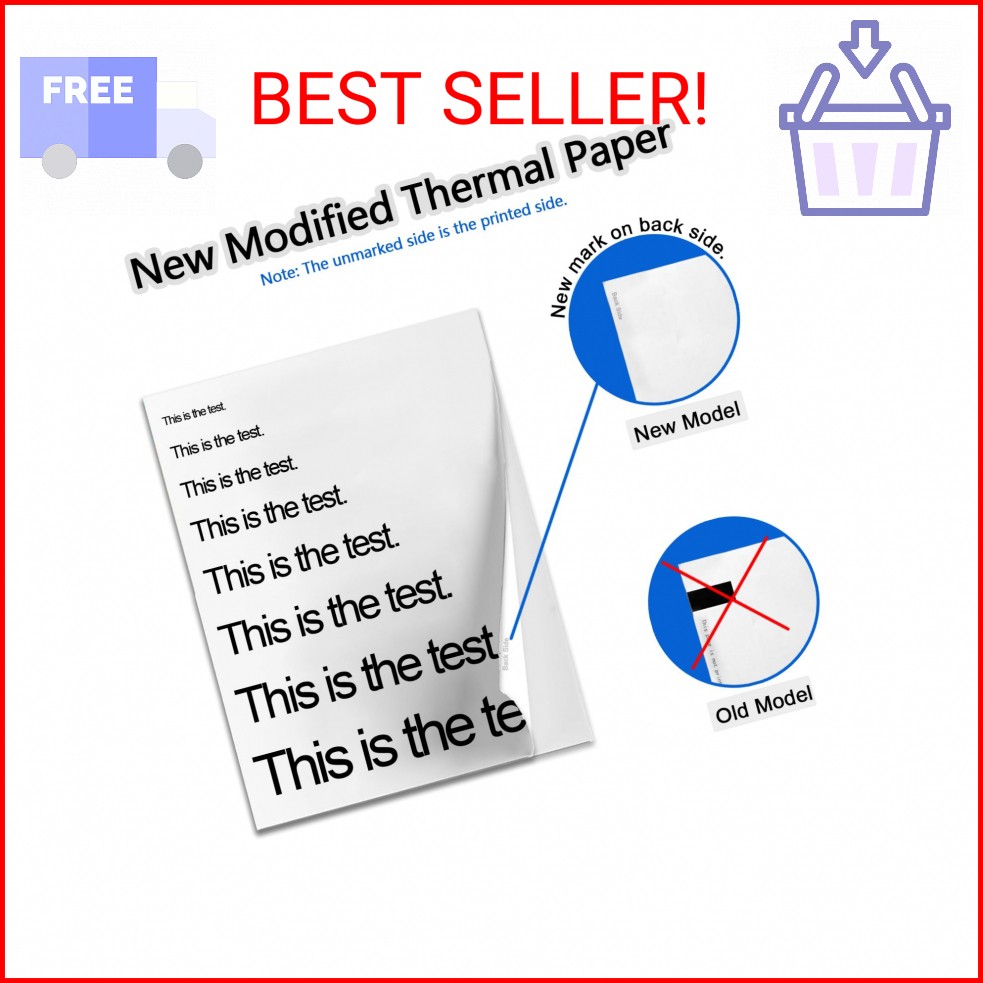 Thermal Printer Paper 8.5 x 11 Inch, 100 Sheets US Letter Size Thermal Paper, Co