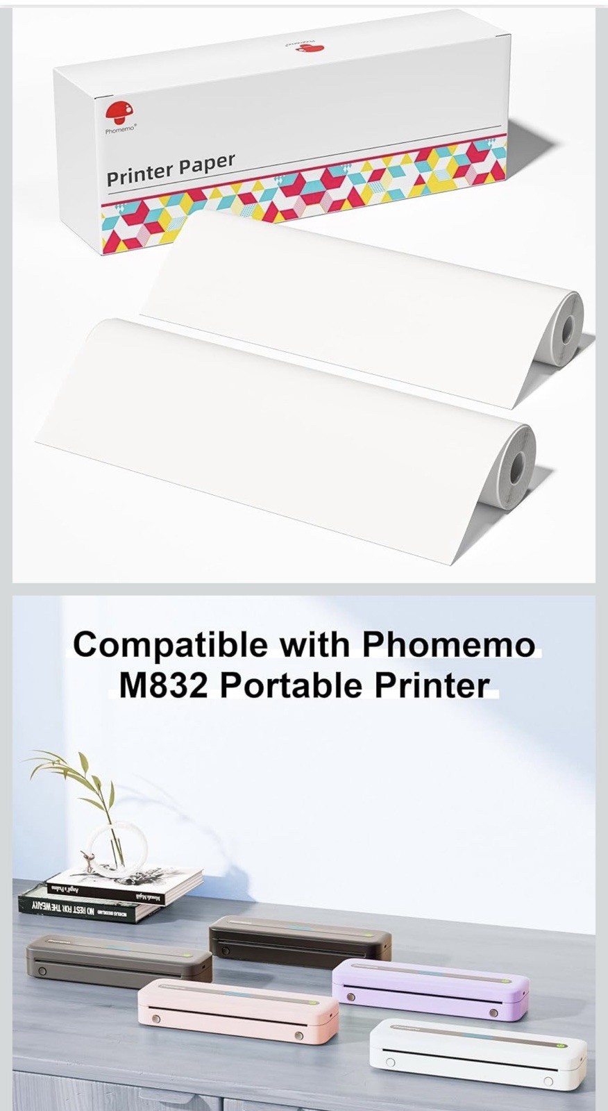 2 Rolls Phomemo Thermal Paper 8.5’’ x 11’’ US Letter Size, Advance. Thermal.