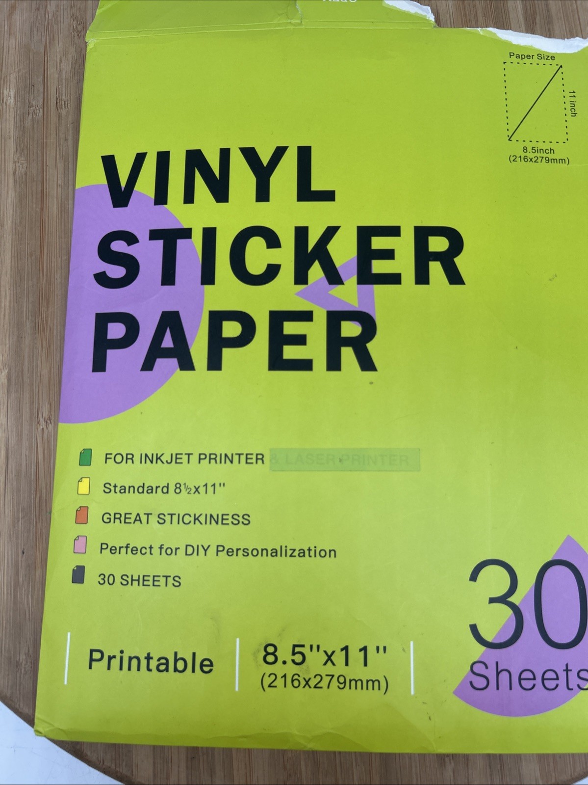 Printable Clear Vinyl Sticker Paper for Inkjet Printers, 29 Sheets