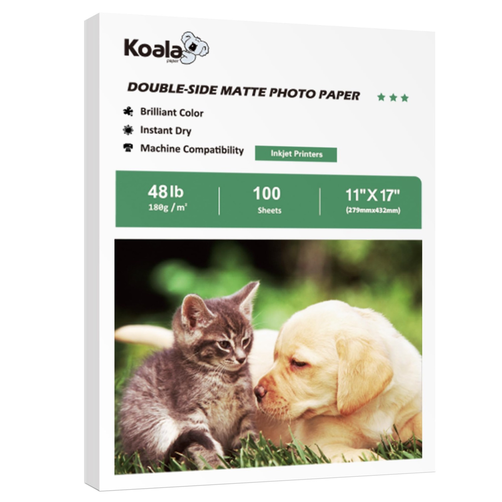 Koala Double Sided Matte Photo Paper 48 LB 180 GSM 11×17 Inch 100 Sheets