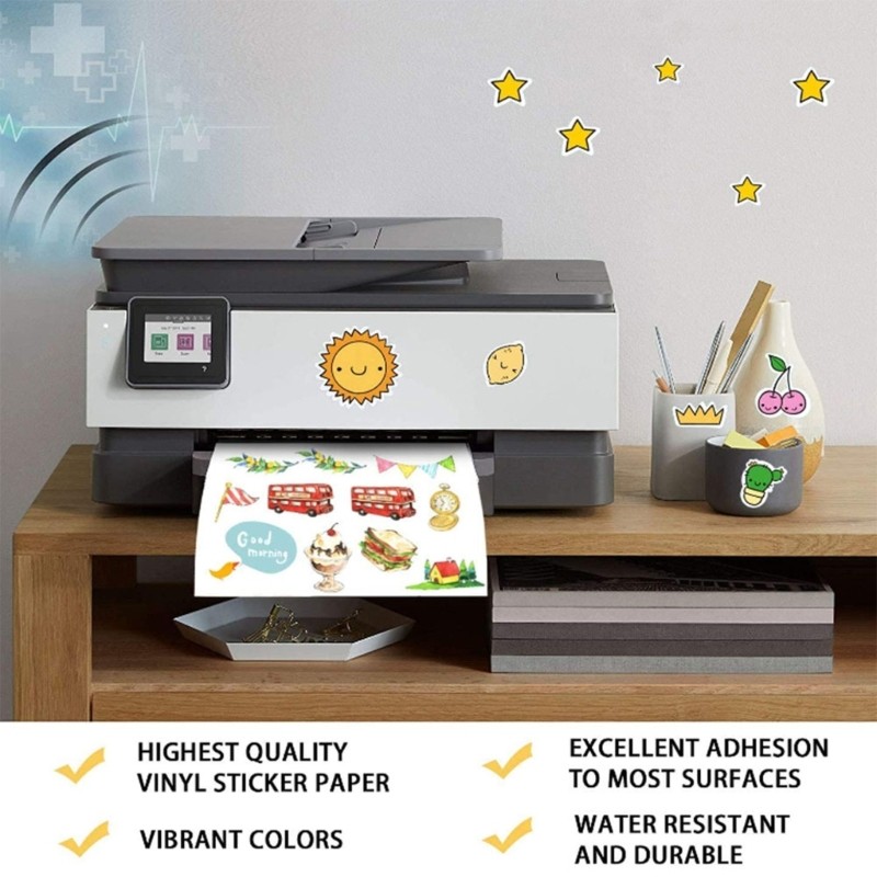 100 Sheets A 4 Printable Sticker Paper Easy to Use Waterproof Copy Paper