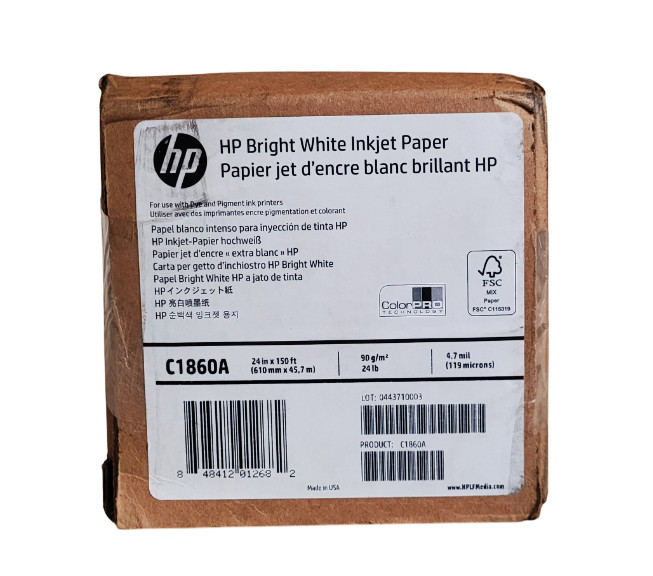HP Bright White C1860A InkJet Paper 24″x150′