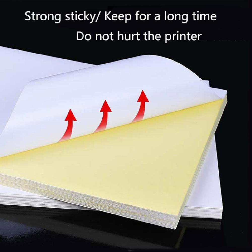 A4 Matte Sticker , 50 Pcs Adhesive Sticker Label for Printer, White Matte, Dr…